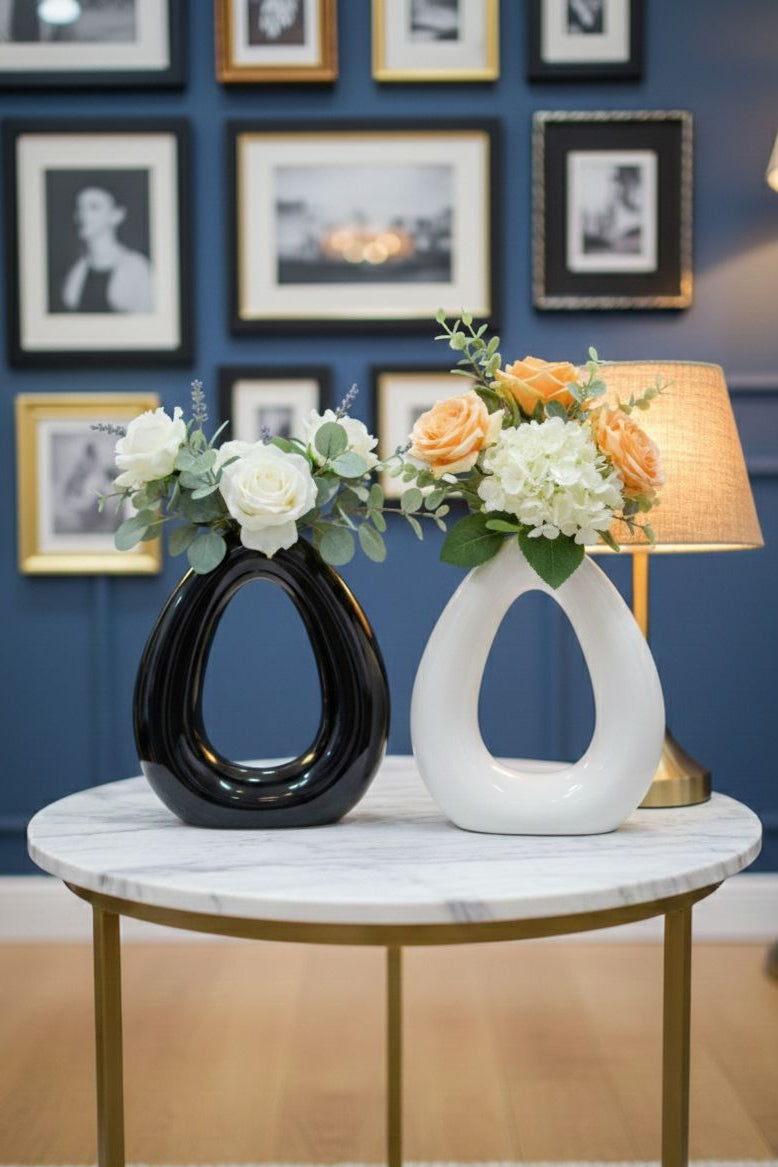 Set of Two Round Triangle Vases – Modern Duo Collection