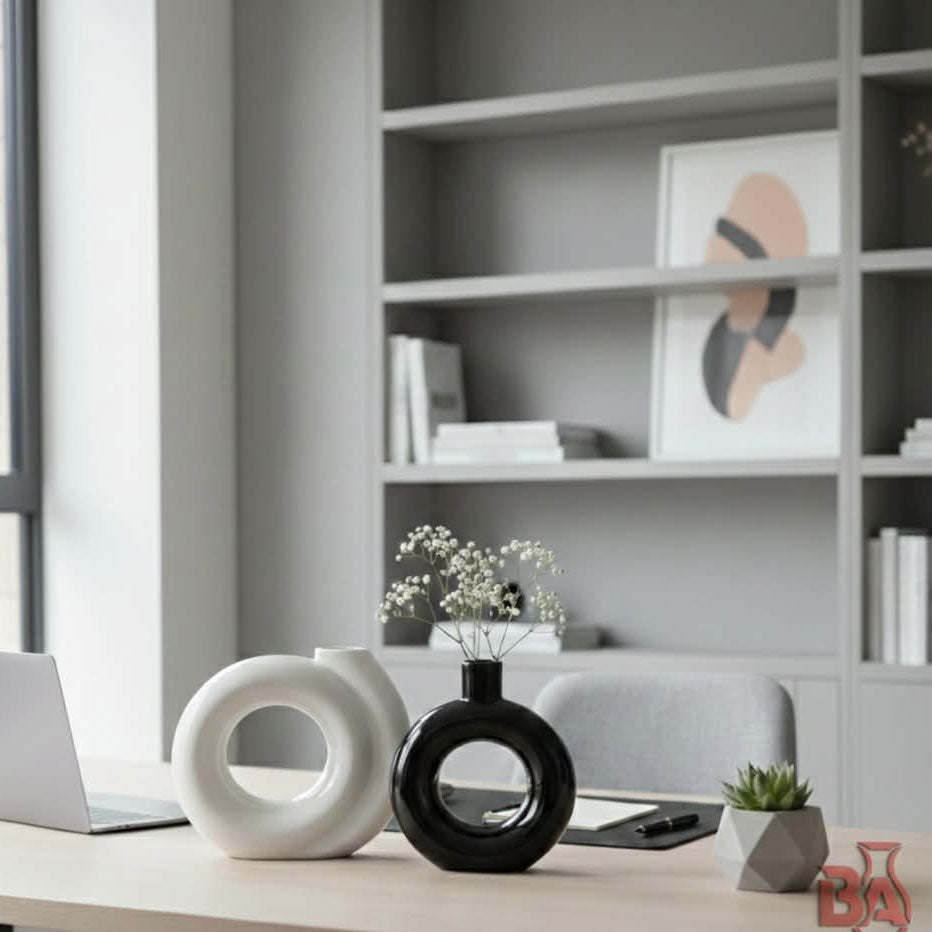 Circular & Sea Shell Vase Combo – Modern Office Set