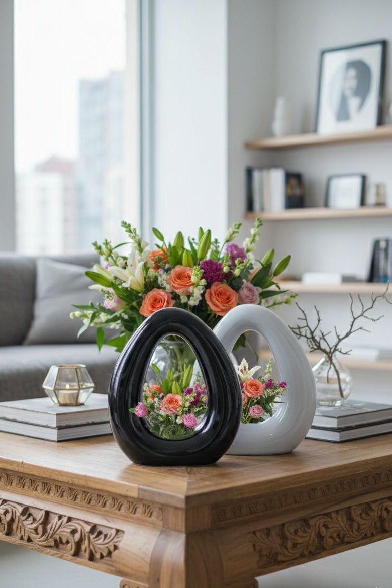 Set of Two Round Triangle Vases – Modern Duo Collection